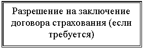 Подпись: Разрешение на заключение договора страхования (если требуется)
___________________________
когда получено, кем дано