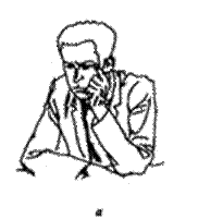 Рис.68. Защита: а) жест раздумья б) критическая оценка в) поиск ответа