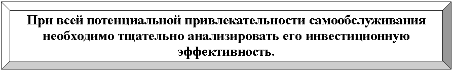 Багетная рамка: При всей потенциальной привлекательности самообслуживания необходимо тщательно анализировать его инвестиционную эффективность.